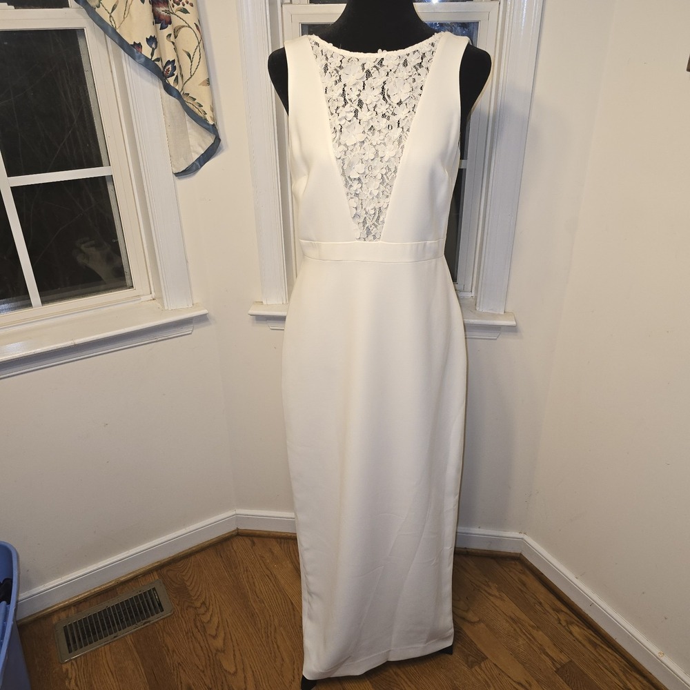 Karl‎ Lagerfeld Paris White Lace Top Maxi Dress Wedding Gown Women's Size 4
